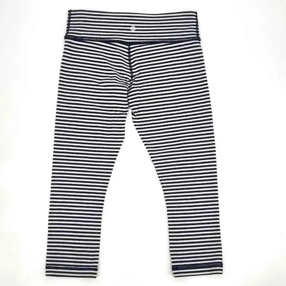 Lululemon 8 Wunder Under Crop High Rise Full On Luxtreme 21 Legging Stripe Black - Picture 5 of 10